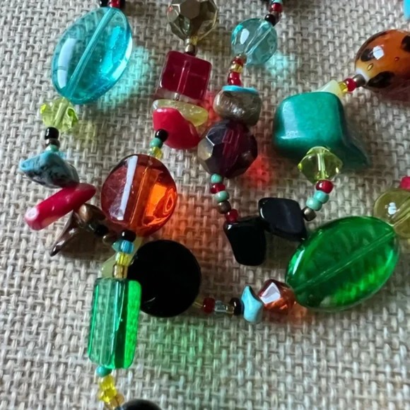 Muti Semi precious stones and Glass 3 Strands .925 Findings - Picture 2 of 11